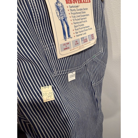 Big Smith Overalls 1960s Vintage Blue and White Stripe NWT 33x32 - Picture 11 of 14